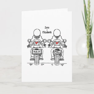 Custom Two Brides Biker Motorrad Abend Hochzeit Einladung