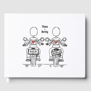Custom Two Brides Biker Motorrad Abend Hochzeit Gästebuch