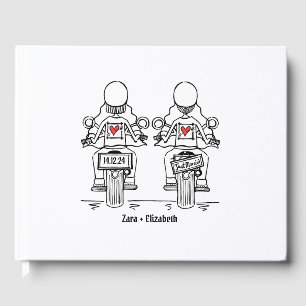 Custom Two Brides Biker Motorrad Abend Hochzeit Gästebuch
