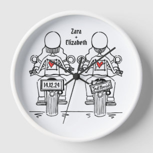 Custom Two Brides Biker Motorrad Hochzeitsuhr Uhr