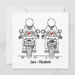 Custom Two Brides Biker Motorrad Lesbian Hochzeit Einladung
