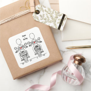 Custom Two Brides Biker Motorrad Lesbian Hochzeit Quadratischer Aufkleber