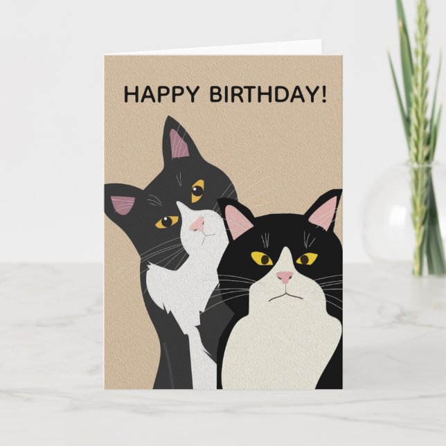 CUSTOM Two Cats Happy Birthday  Karte (Vorderseite)