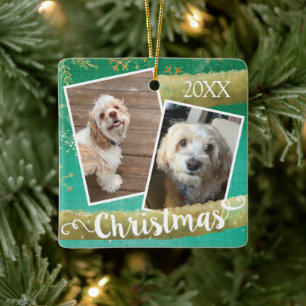 Custom Two Foto Christmas Keramikornament