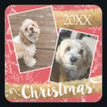Custom Two Foto Christmas Square Sticker<br><div class="desc">Fügen Sie einfach Ihre beiden Lieblings-Fotos für einen lustigen Urlaubsaufkleber hinzu,  um Geschenke und E-Mail hinzuzufügen.</div>
