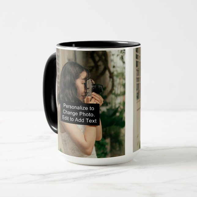 Custom Two Fotos Artwork Slogan 15 oz Combo Tasse (Vorderseite Links)