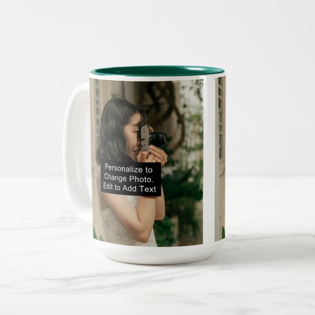 Custom Two Fotos Artwork Slogan 15 oz Zweifarbige Tasse (Vorderseite Links)
