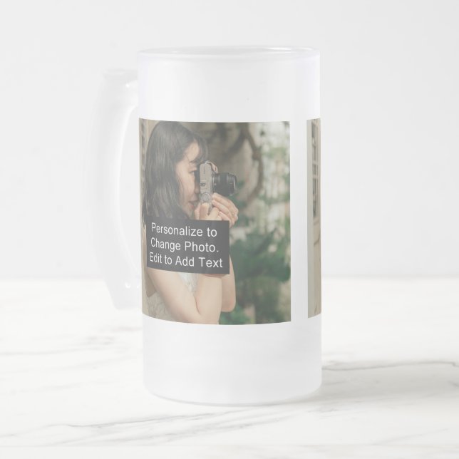 Custom Two Fotos Artwork Slogan 16 oz Mattglas Bierglas (Vorderseite Links)
