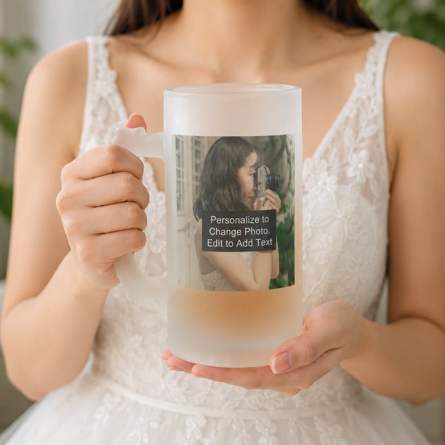 Custom Two Fotos Artwork Slogan 16 oz Mattglas Bierglas (Custom Two Photos Artwork Slogan 16 oz Frosted Glass Beer Mug)