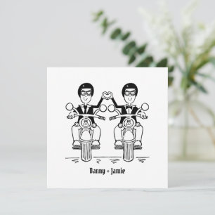 Custom Two Grooms Biker Motorrad Abend Hochzeit Einladung