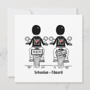 Custom Two Grooms Biker Motorrad Abend Hochzeit Einladung