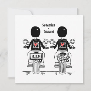 Custom Two Grooms Biker Motorrad Hochzeit Einladung