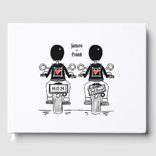 Custom Two Grooms Biker Motorrad Hochzeit Gästebuch