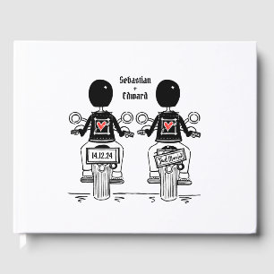 Custom Two Grooms Biker Motorrad Hochzeit Gästebuch