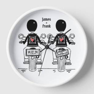 Custom Two Grooms Biker Motorrad Hochzeit Uhr