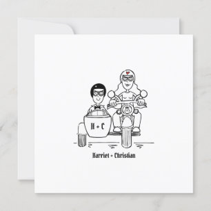 Custom Two Grooms Motorrad und Sidecar Wedding Einladung