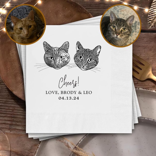 Custom Two Pet Cocktail Napkins Hochzeit Serviette (Von Creator hochgeladen)