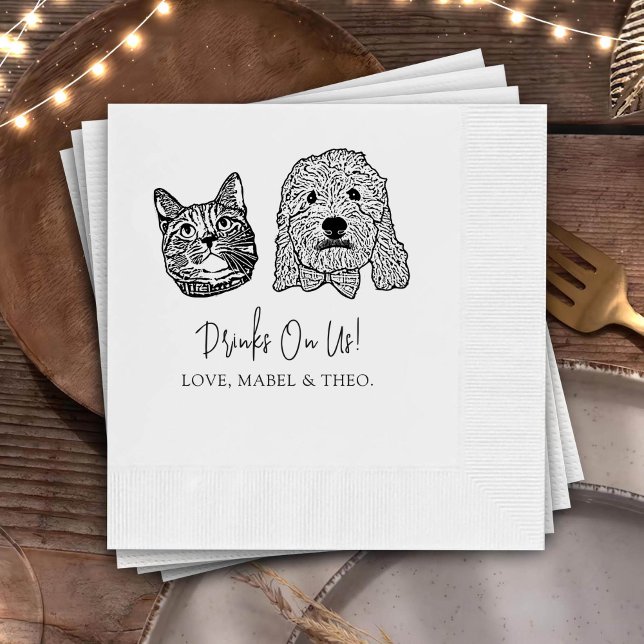 Custom Two Pet Cocktail Napkins Hochzeit Serviette (Von Creator hochgeladen)