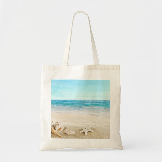 Custom Two-Sided Photo Personalized Beach Modern Tragetasche (Vorne)