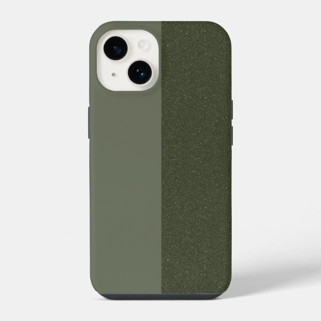 Custom Two-Tone Moss Green Texture iPhone 14 Fall Hülle (Rückseite)