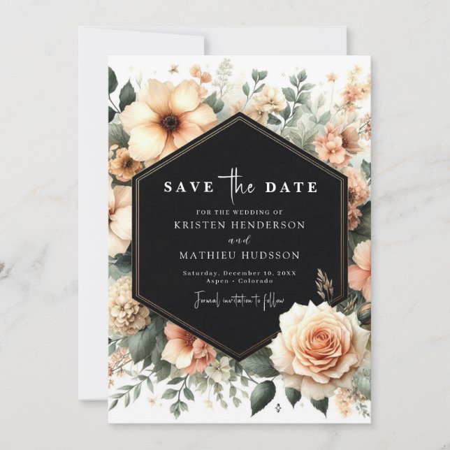 Custom Typografy Peach Wedding Save The Date (Vorderseite)