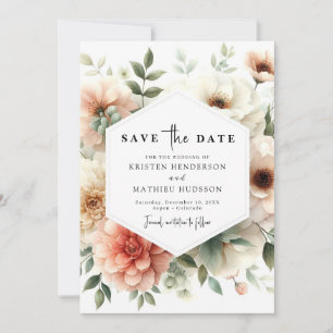 Custom Typografy Peach Wedding Save The Date