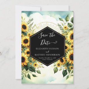 Custom Typografy Sunflower Wedding Save The Date