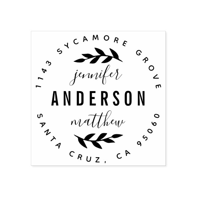 Custom Typografy Verheiratet Couple Rücksendeadres Gummistempel (Prägung)