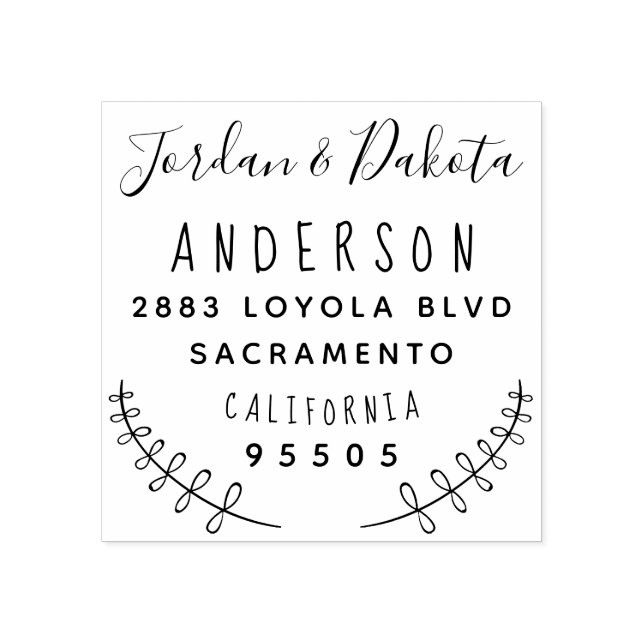 Custom Typografy Verheiratet Couple Rücksendeadres Gummistempel (Prägung)