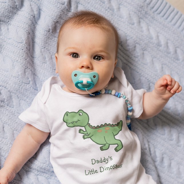 Custom Tyrannosaurus Rex Dinosaurier Cartoon Baby Strampler (Daddy's Little Dinosaur Bodysuit)