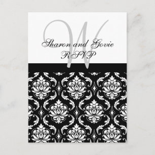 Custom UAWG Damask Wedding Postcard Einladungspostkarte