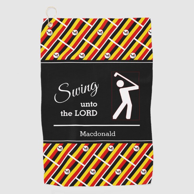 Custom UGANDA Christliche Swing to the Lord Golfhandtuch (Vorderseite)