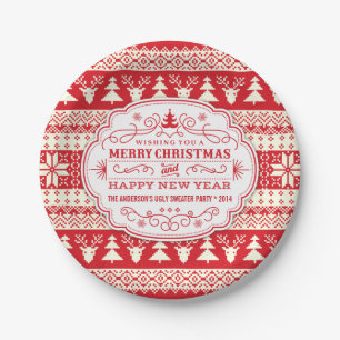 Custom Ugly Sweater Weihnachts-Party-Teller Pappteller