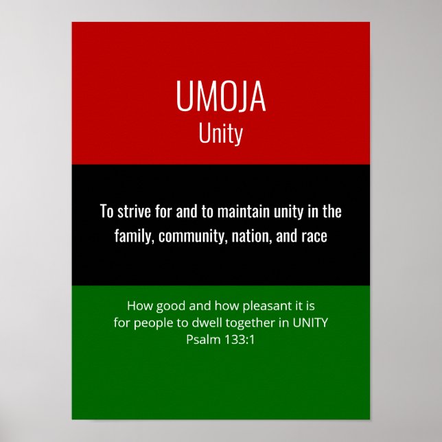 Custom UMOJA Unity Kwanzaa Poster (Vorne)