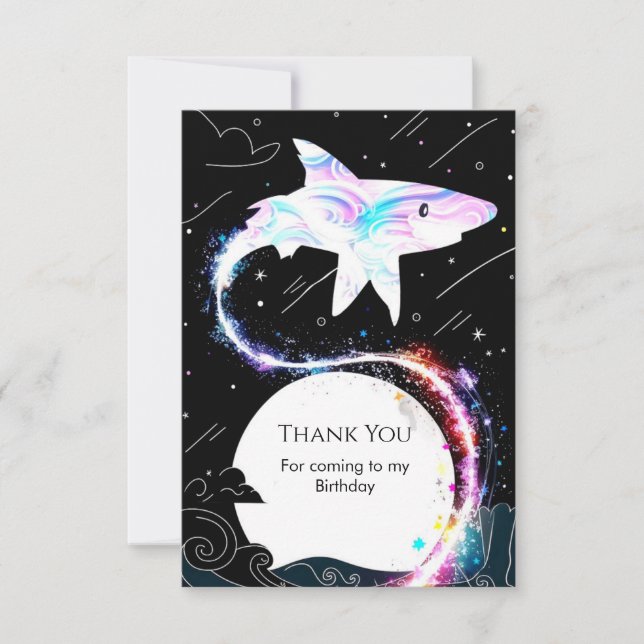 Custom Underwater Deepsea Shark Birthday Dankeskarte (Vorderseite)