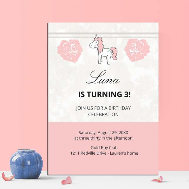 Custom Unicorn Cute Pink Birthday Party Invitation Acryleinladungen (Von Creator hochgeladen)