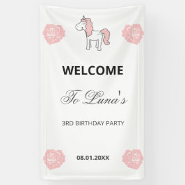 Custom Unicorn Cute Pink Birthday Party Welcome Banner