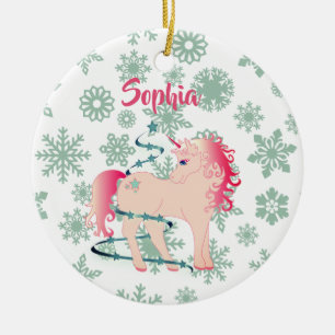 Custom Unicorn Niedlich Girl Christmas Glaube Keramik Ornament