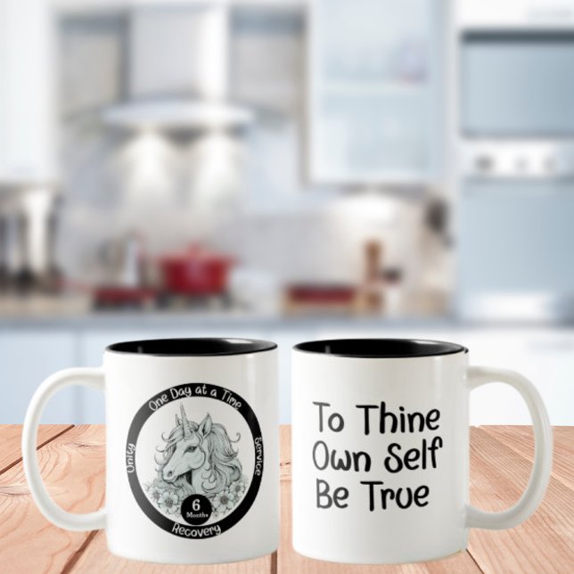 Custom Unicorn Sobriety Meilenstein Geschenk Zweifarbige Tasse (Von Creator hochgeladen)