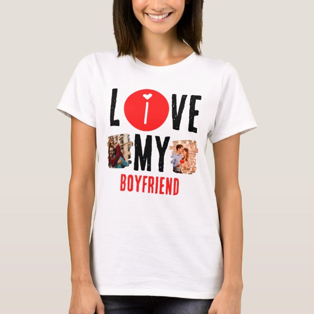 Custom Unique 2 Foto Collage I Liebe Mein Freund T-Shirt (Vorderseite)