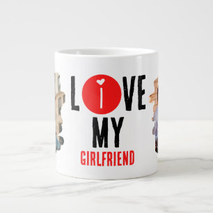 Custom Unique 2 Foto Collage I Liebe Meine Freundi Jumbo-Tasse