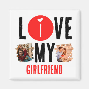 Custom Unique 2 Foto Collage I Liebe Meine Freundi Magnet