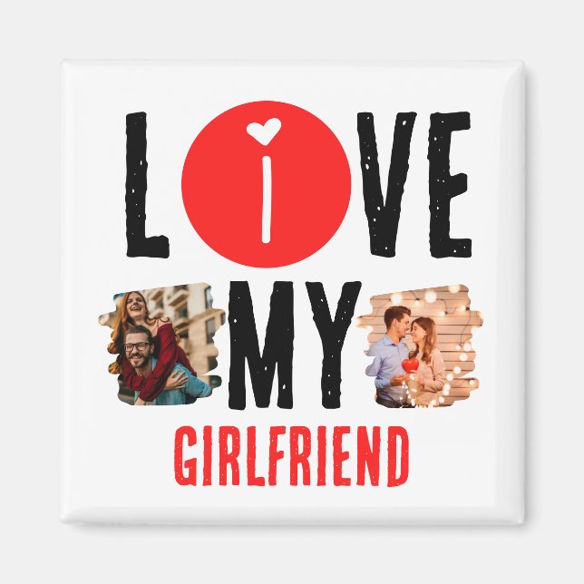 Custom Unique 2 Foto Collage I Liebe Meine Freundi Magnet (Vorne)
