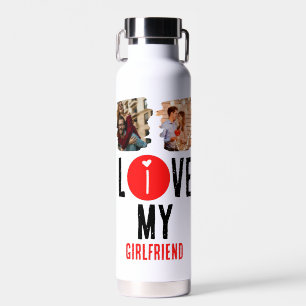 Custom Unique 2 Foto Collage I Liebe Meine Freundi Trinkflasche