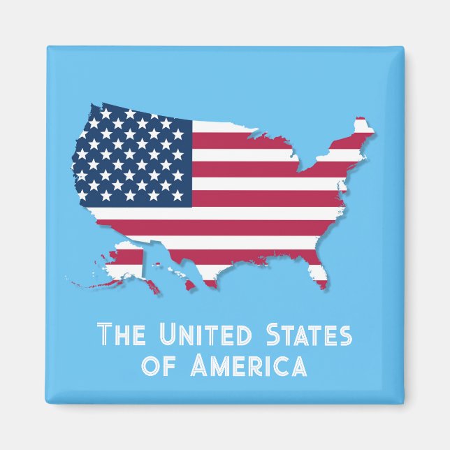 Custom United Staaten Map and Flag Red White Blue Magnet (Vorne)