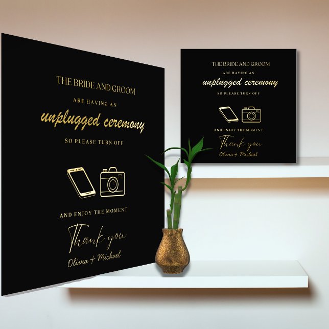 Custom Unplugged Zeremony Wedding Sign Real Foil Foliendrucke (Von Creator hochgeladen)