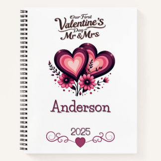 Custom Unser erster Valentinstag Mr. & Mrs. Notizbuch