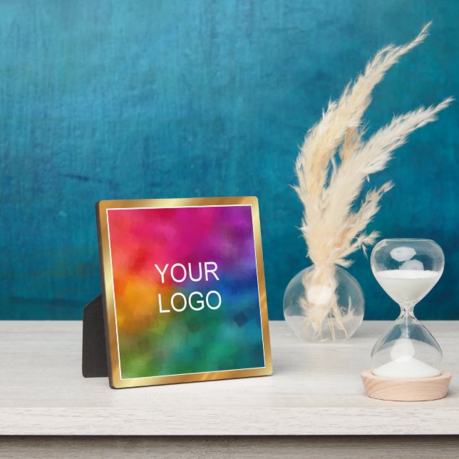 Custom Upload Business Logo Glamour Gold Easel Fotoplatte (InSitu)