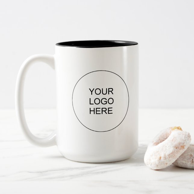 Custom Upload Your Company Logo Elegant Modern Zweifarbige Tasse (Mit Donut)