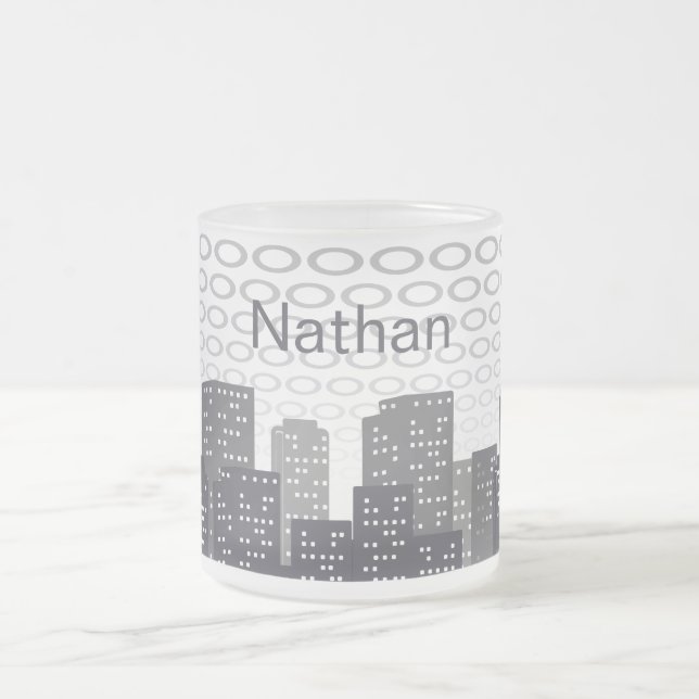 Custom Urban Cityscape Shades of Grey Personalised Mattglastasse (Mittel)